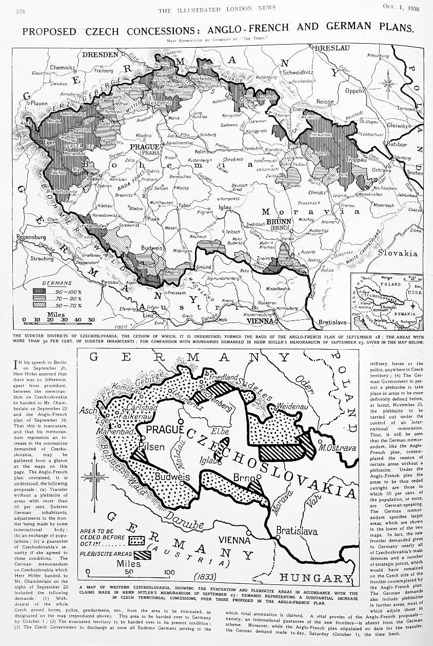 1938 map of Czechoslovakia
